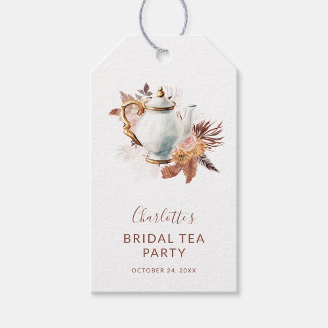 Étiquettes-cadeau Pampas Grass Terracotta moderne Tea Party (Devant)