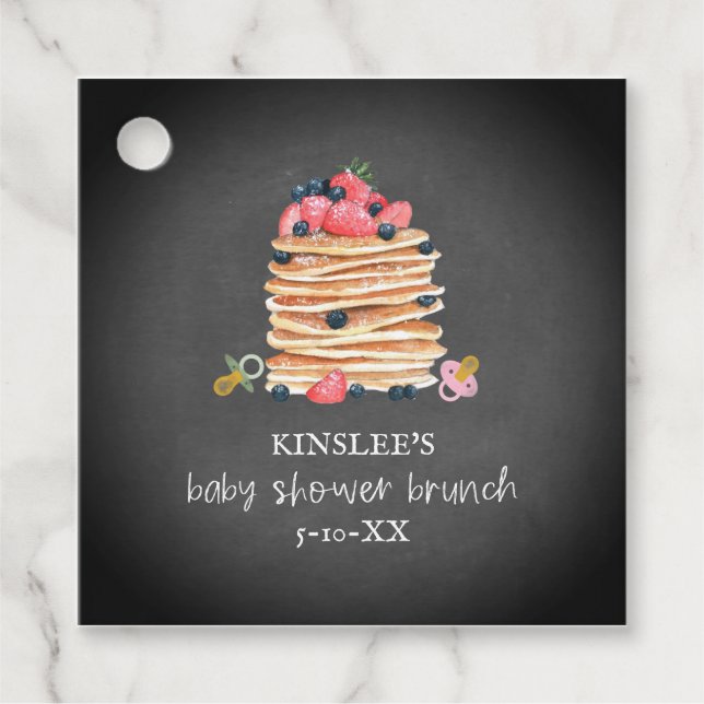Étiquettes Cadeau Pancakes & Pacificateurs Baby shower Brunch Chalkb (Devant)