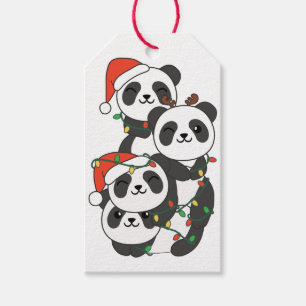 Étiquettes-cadeau Panda Christmas Tree Animaux de Noël Pandas