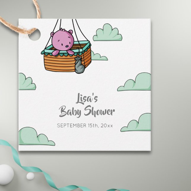 Étiquettes Cadeau Panier à ballons rose Teddy (Créateur téléchargé)