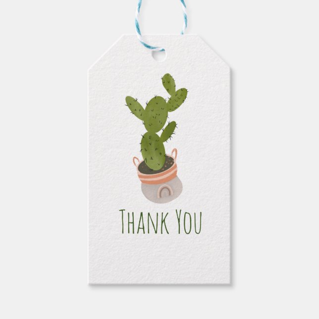 Étiquettes-cadeau Panier arc-en-ciel Plante Cactus tiré main (Devant)
