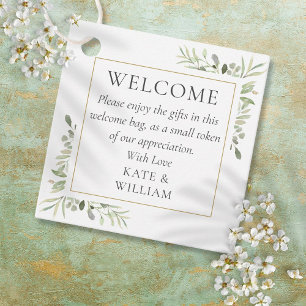 Étiquettes Cadeau Panier de bienvenue de mariage avec verdure