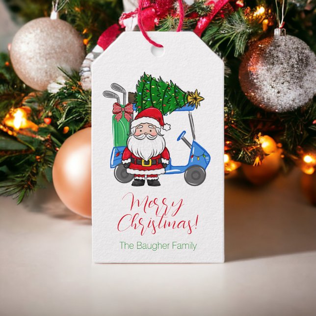 Étiquettes-cadeau Panier de golf de Noël personnalisé Père Noël Tree (Créateur téléchargé)