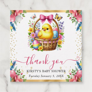 Étiquettes Cadeau Panier de printemps à l'aquarelle pour bébé Shower