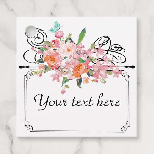 Étiquettes Cadeau Panneau de penderie à fleurs victoriennes mariage  (Devant)