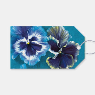 Étiquettes-cadeau Pansy fine art peinture bleu tag cadeau