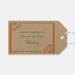 Étiquettes-cadeau Papel Picado Fiesta Mariage mexicain Orange