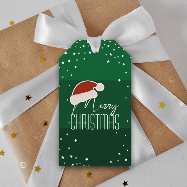Étiquettes-cadeau Papercut simple et élégante Santa Hat Joyeux Noël (Créateur téléchargé)