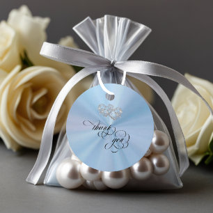 Étiquettes Cadeau Papeterie coeurs liés - Perle bleue/argent