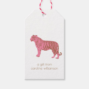 Étiquettes-cadeau Papeterie personnalisée avec un simple tigre rose
