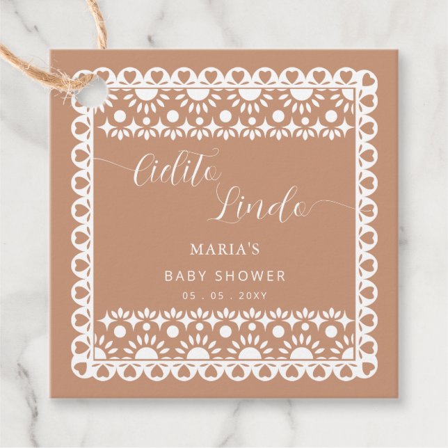 Étiquettes Cadeau Papier mexicain Picado Cielito Lindo Baby shower (Devant)