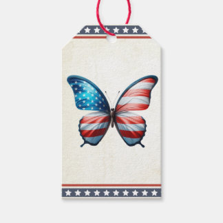 Étiquettes-cadeau papillon 4 juillet patriotique américain