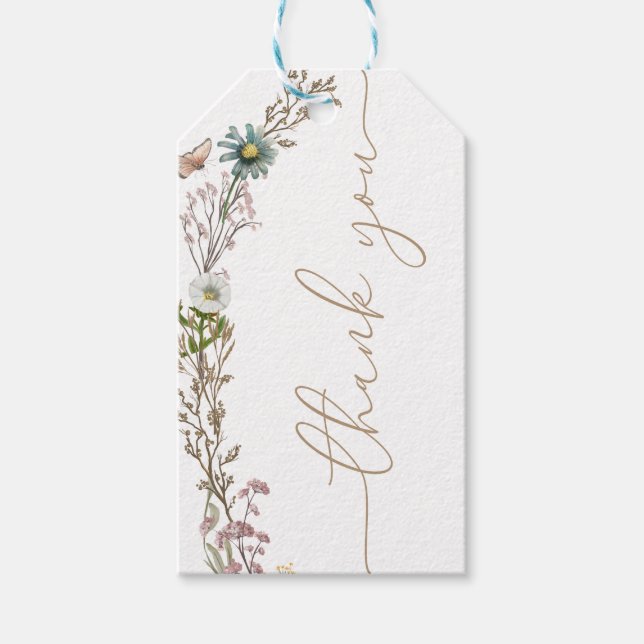 Étiquettes-cadeau Papillon Boho Foliage Wreath Merci Favoriser (Devant)