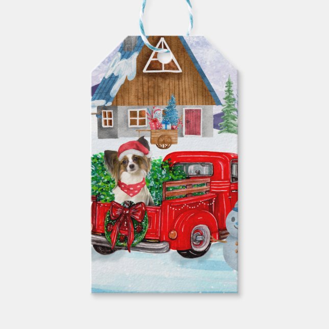 Étiquettes-cadeau Papillon Chien dans la livraison de Noël Camion Ne (Devant)