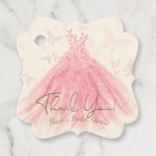 Étiquettes Cadeau Papillon Dance Peach Sparkle Dress Fête des mariée