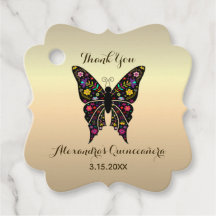 Papillon de remerciement Or Quinceanera
