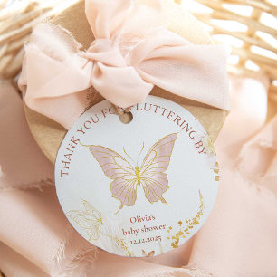Étiquettes Cadeau papillon en or Boho merci pour votre flutage par