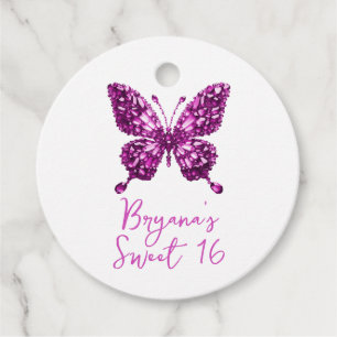 Étiquettes Cadeau Papillon en Tourmaline Rose Pierre de Naissance d'