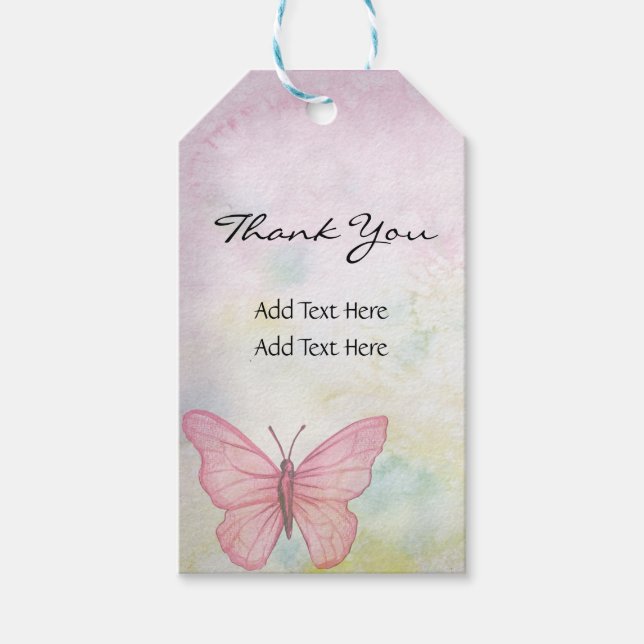 Étiquettes-cadeau Papillon Pastel personnalisé Cadeaux rose Faveurs (Devant)