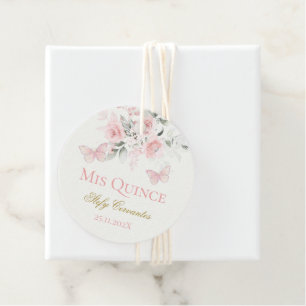 Étiquettes Cadeau Papillon rose Quinceañera