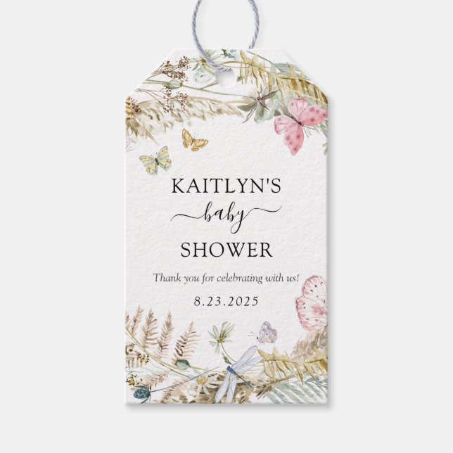 Étiquettes-cadeau Papillon sur le Baby shower Boho Chemin (Devant)