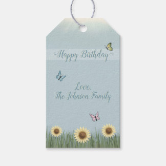 Étiquettes-cadeau Papillon Tournesol Joyeux Anniversaire