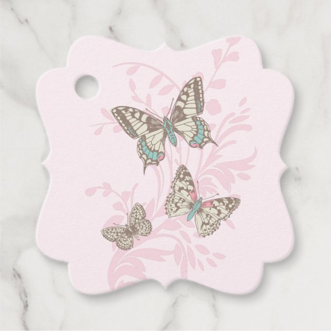 Étiquettes Cadeau Papillons dessinant mariage rose graphique cadeau (Devant)