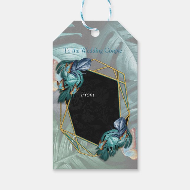 Étiquettes-cadeau Papillons du Paradis/Tropical Turquoise Splash (Devant)