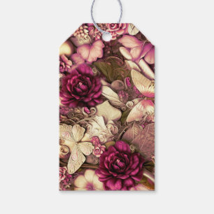 Étiquettes-cadeau Papillons Et Roses De Collage Décoratifs