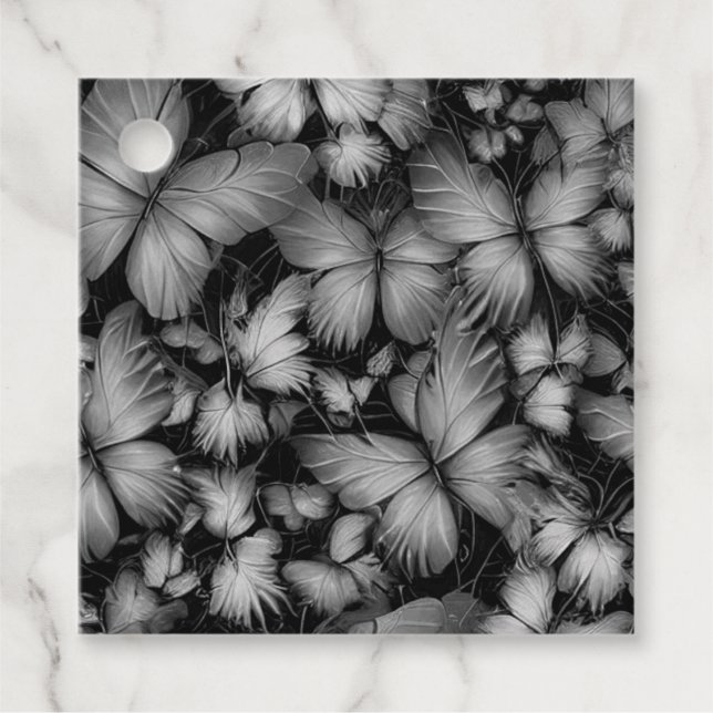 Étiquettes Cadeau Papillons gris Imprimer (Devant)