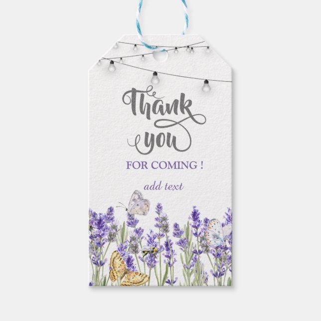 Étiquettes-cadeau Papillons Lavander Lights Botanique (Devant)