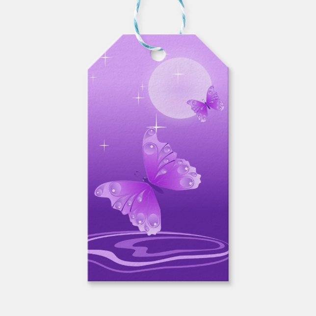 Étiquettes-cadeau Papillons pourpres (Devant)