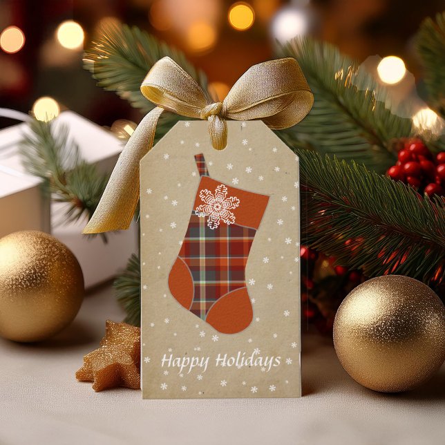 Étiquettes-cadeau Paprika et Ardoise de Noël Tartan ID209 (Créateur téléchargé)