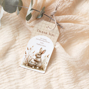Étiquettes-cadeau Pâques Bunny Beige Boho Merci