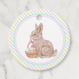 Étiquettes Cadeau Pâques Bunny Pastel Stripe