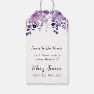 Étiquettes-cadeau Paquet de graines de fleurs violettes Mémorial Fun