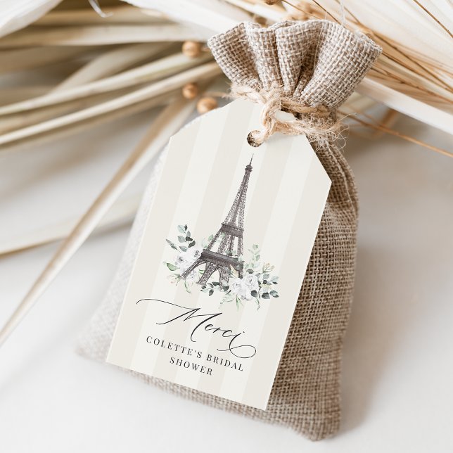 Étiquettes-cadeau Paris Bloom | Tour Eiffel Fête des mariées Favoris (Créateur téléchargé)