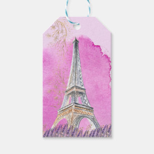 Étiquettes-cadeau Paris Quinceanera Tour Eiffel Merci rose