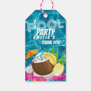 Étiquettes-cadeau Partie du pool   Fête d'anniversaire tropicale
