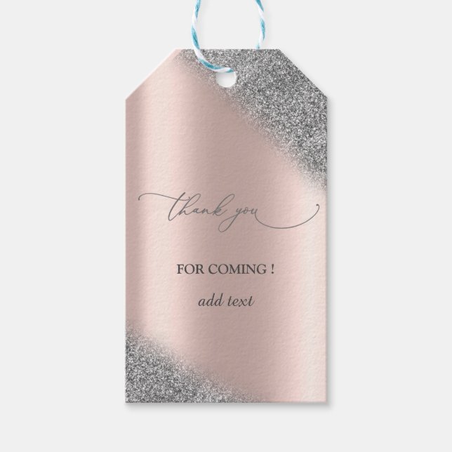 Étiquettes-cadeau Parties scintillant Argent Ombre Rose Mariage Or (Devant)