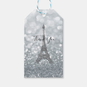 Étiquettes-cadeau Parties scintillant Argent Sparkle Bling Tour Eiff