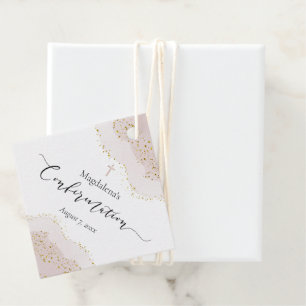 Étiquettes Cadeau parties scintillant d'aquarelle rose faux or Confi