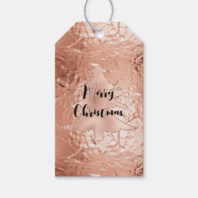 Étiquettes-cadeau Parties scintillant de Noël rose Gold Glam (Devant)