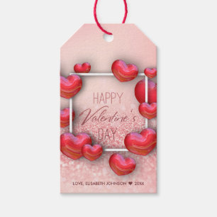 Étiquettes-cadeau Parties scintillant des Coeurs rouges de la Saint-
