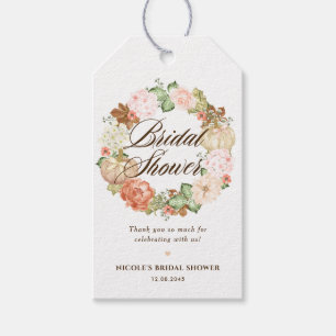 Étiquettes-cadeau Parties scintillant d'or Citrouilles Wreath Fête d