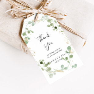 Étiquettes-cadeau Parties scintillant d'or Eucalyptus Foliage Mariag