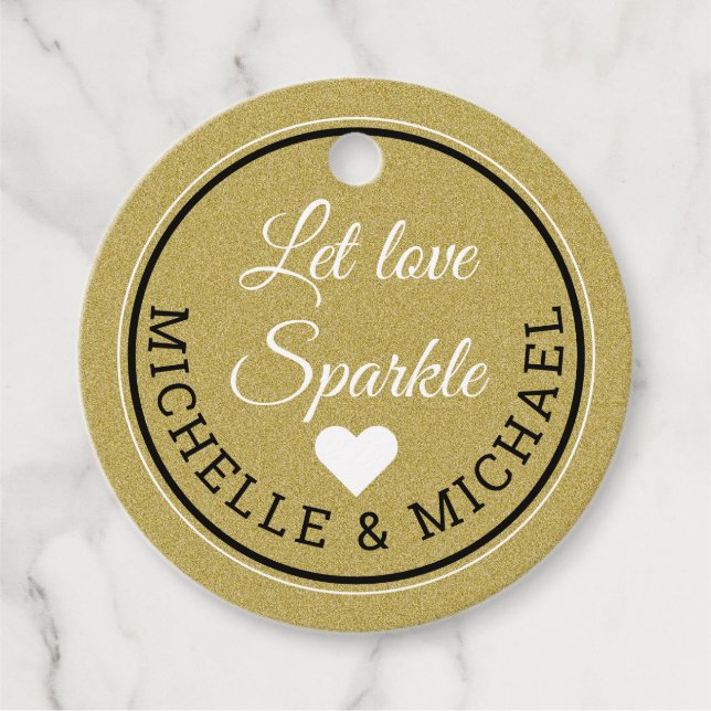Étiquettes Cadeau Parties scintillant d'or Faveur de mariage laisser (Devant)