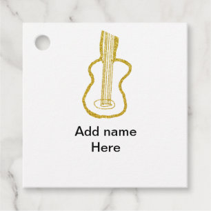 Étiquettes Cadeau Parties scintillant d'or guitare acoustique ajoute