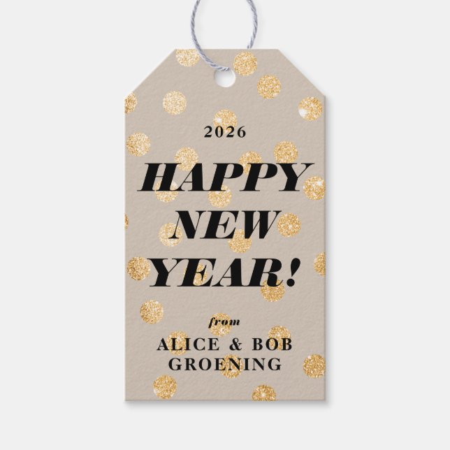 Étiquettes-cadeau Parties scintillant d'or Points Moderne Customisé  (Devant)