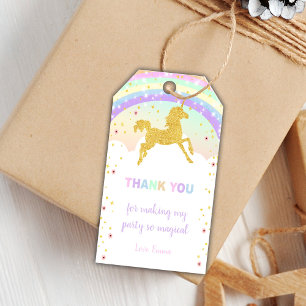 Étiquettes-cadeau Parties scintillant d'or Unicorn Anniversaire Tags
